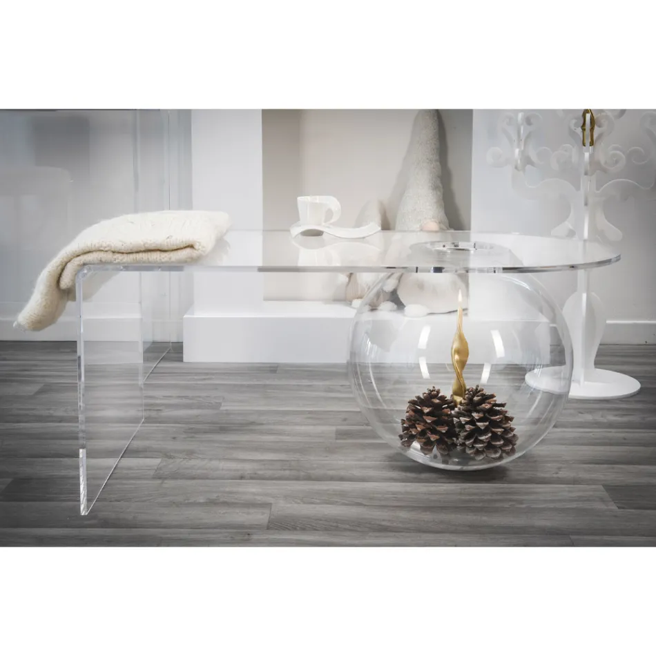 Mesa de centro de diseño moderno transparente L90xH40xP48 cm Bolly, hecha en Italia Viadurini