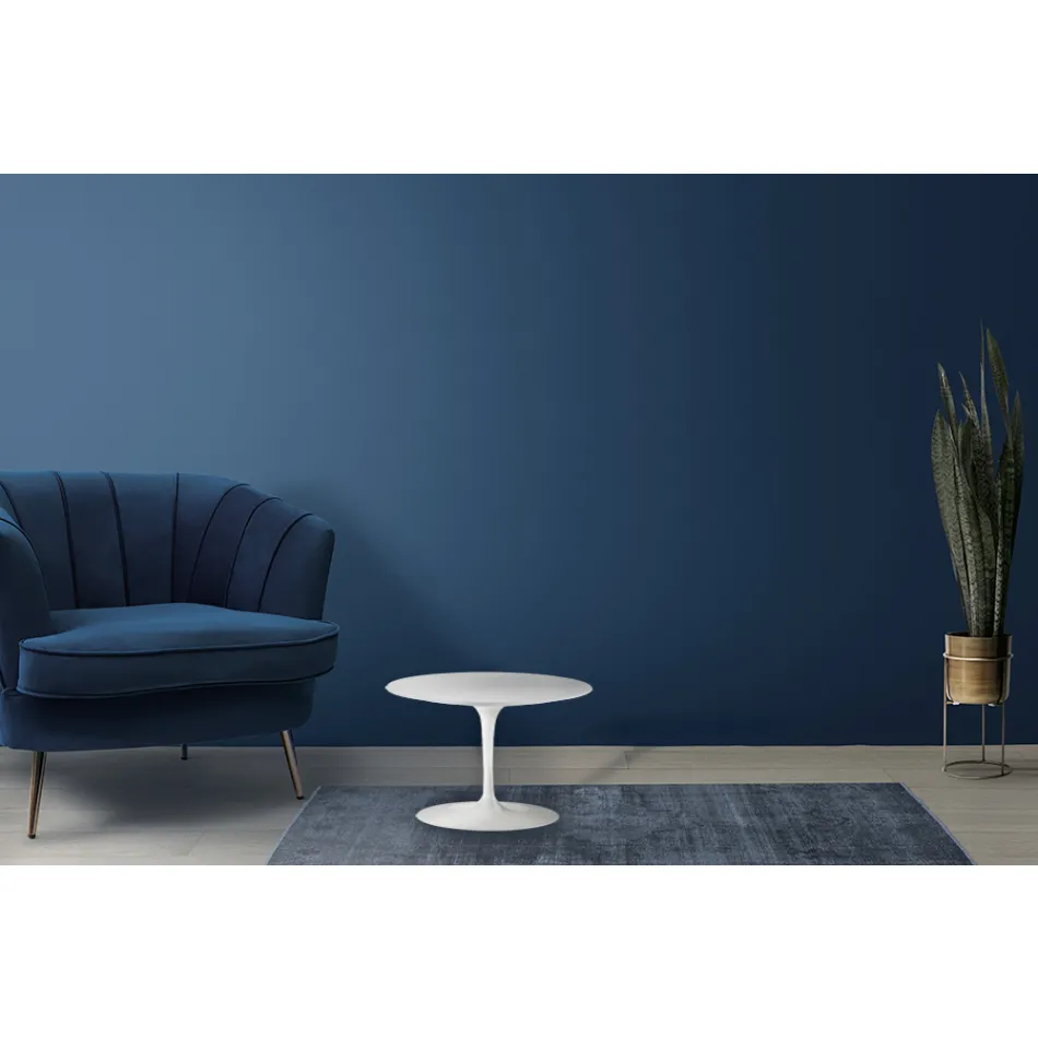 Mesita Eero Saarinen Tulip Alt. 39 con tablero de laminado líquido blanco Made in Italy - Escarlata Viadurini