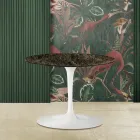Mesita Tulip Eero Saarinen Alt. 39 con tablero ovalado de mármol Emperador Dark Viadurini