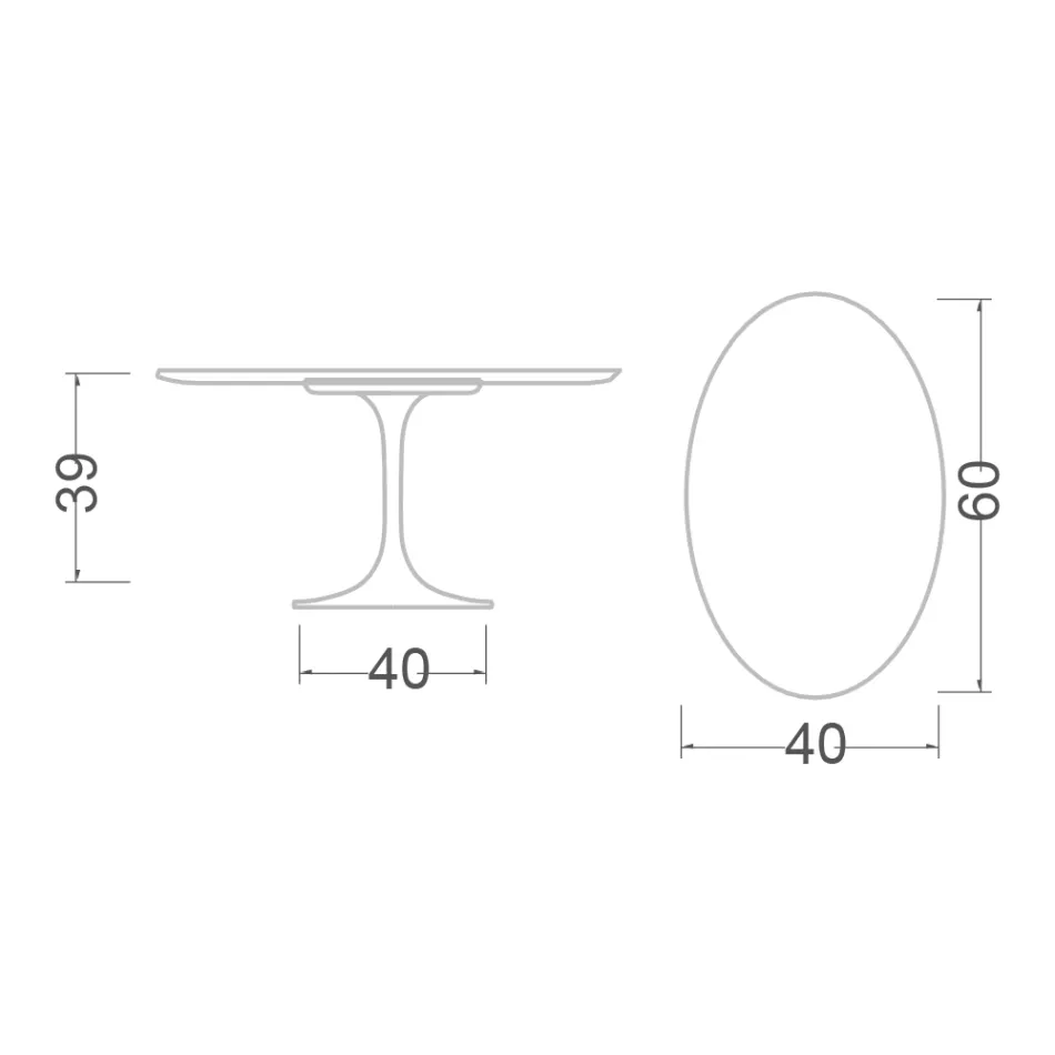 Mesita Tulip Eero Saarinen Alt. 39 con tablero ovalado de mármol Emperador Dark Viadurini
