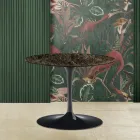 Mesita Tulip Eero Saarinen Alt. 39 con tablero ovalado de mármol Emperador Dark Viadurini