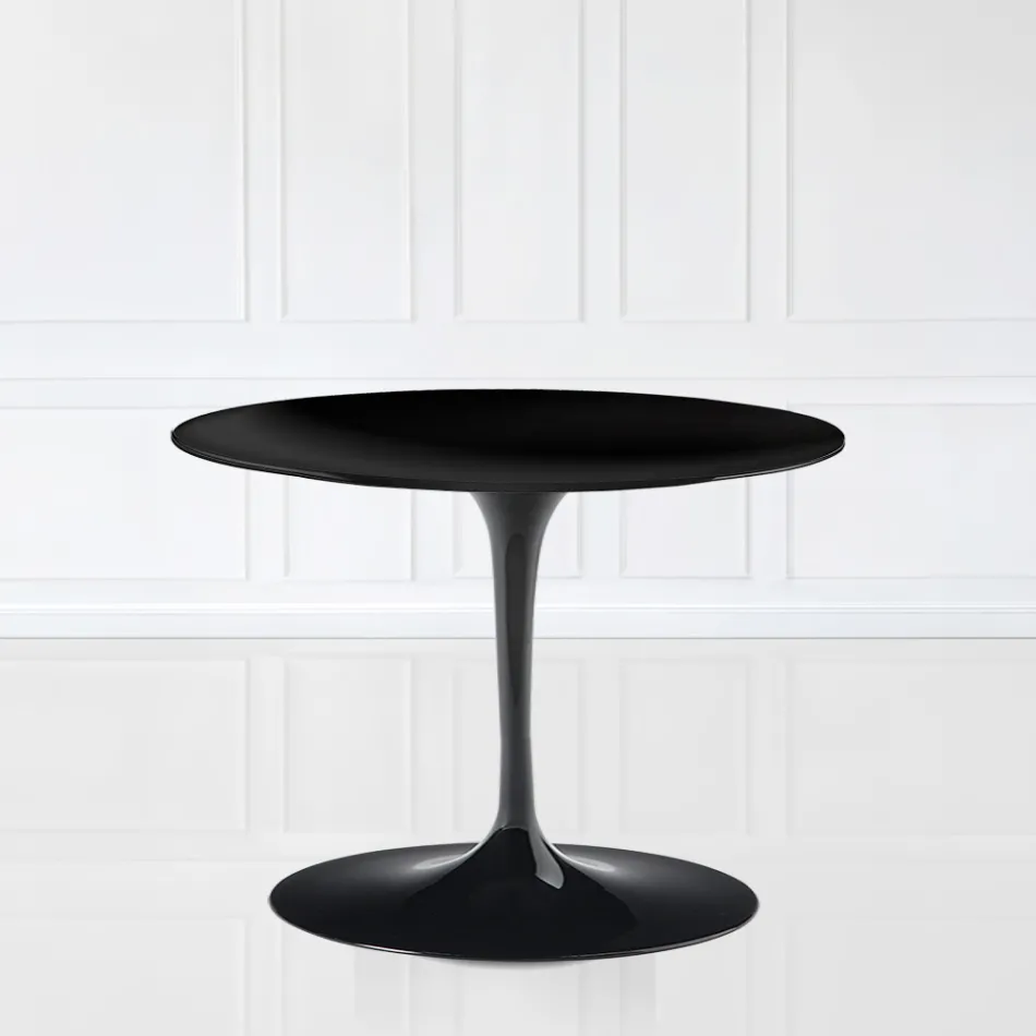 Mesa de Centro Tulip Eero Saarinen H 39 Ovalada en Laminado Líquido Negro Made in Italy - Escarlata Viadurini