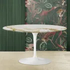 Mesa de Centro Tulip Eero Saarinen H 41 con Tapa de Mármol Caracatta Dorado Made in Italy - Escarlata Viadurini