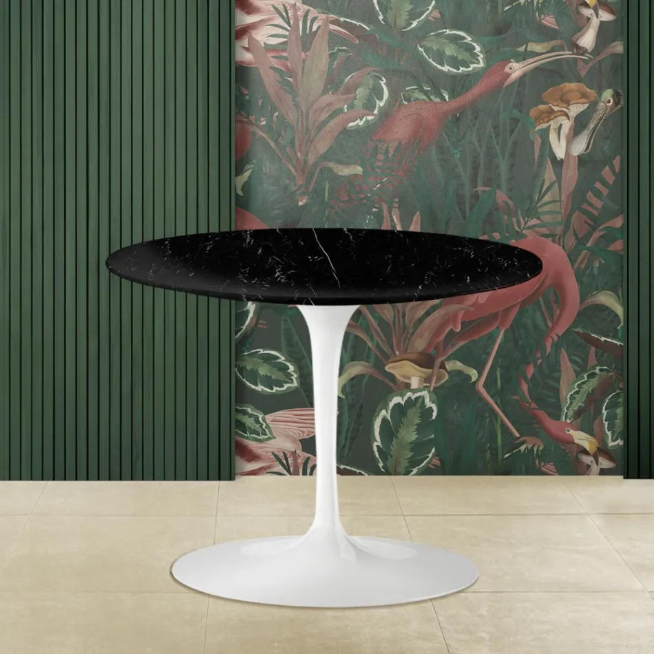 Mesita Tulip Eero Saarinen Alt. 41 con tablero redondo de mármol negro Marquinia Viadurini