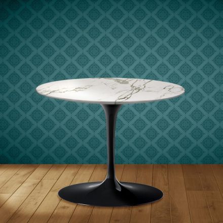 Mesa de centro Tulip de Eero Saarinen, 104 cm de alto, cerámica Aura 22, fabricada en Italia - Escarlata Viadurini