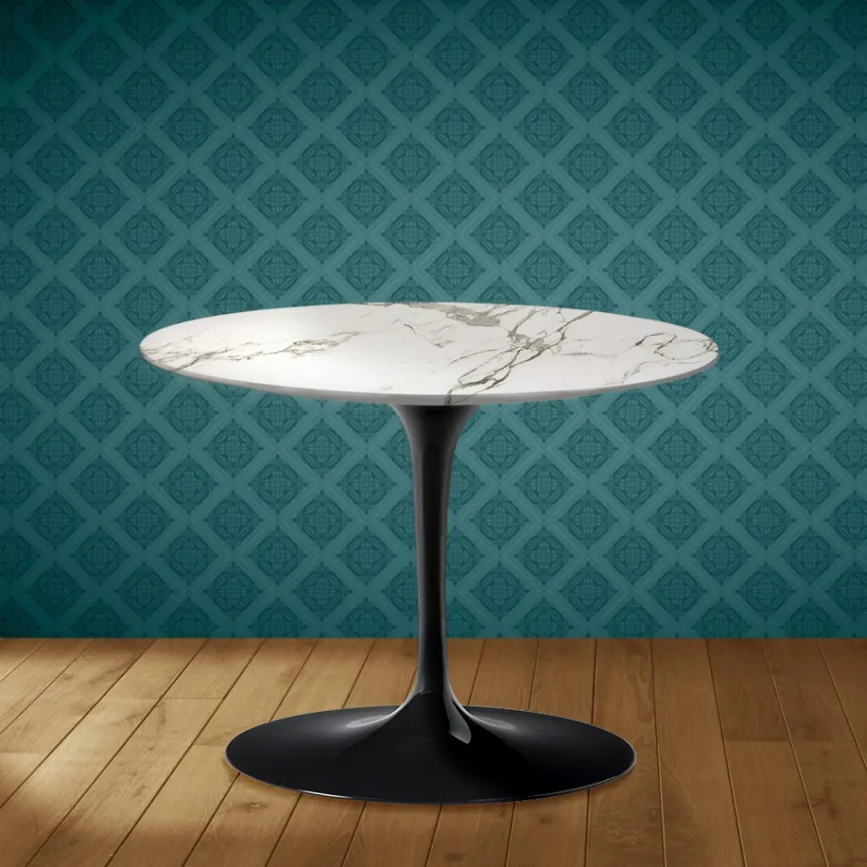 Mesa de centro Tulip de Eero Saarinen, 104 cm de alto, cerámica Aura 22, fabricada en Italia - Escarlata Viadurini