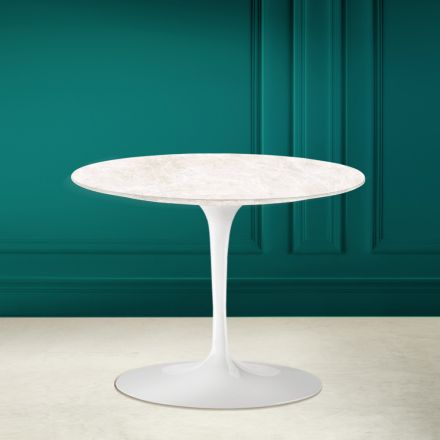 Mesa de Centro Tulip Eero Saarinen H 41 en Cerámica Crema Diamante Made in Italy - Escarlata Viadurini