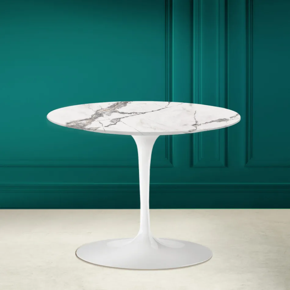 Mesa de Centro Tulip Eero Saarinen H 41 en Cerámica Invisible Select Made in Italy - Escarlata Viadurini