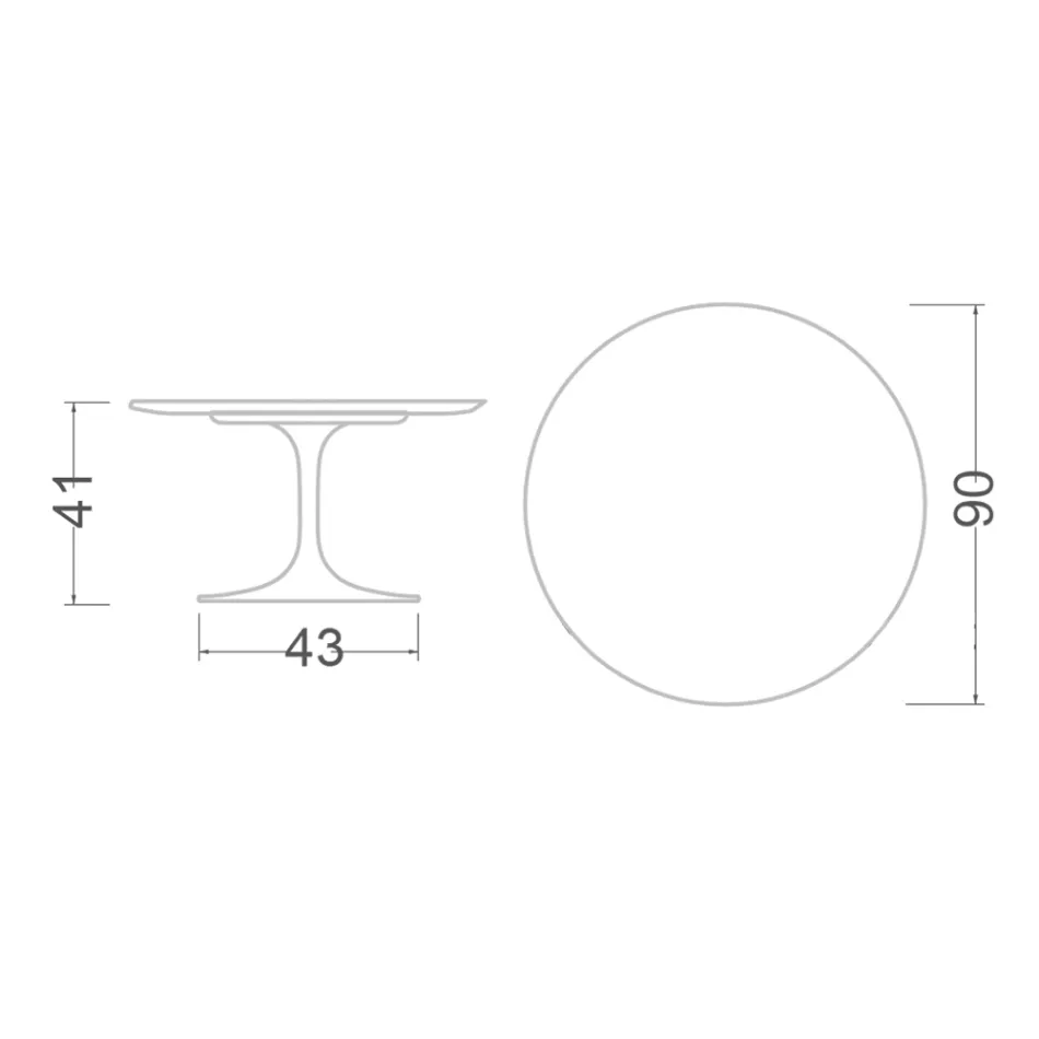Mesa de Centro Tulip Eero Saarinen H 41 en Cerámica Invisible Select Made in Italy - Escarlata Viadurini