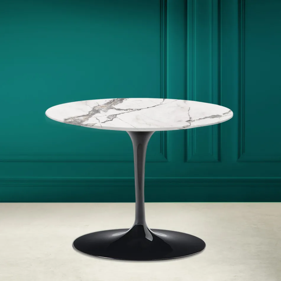 Mesa de Centro Tulip Eero Saarinen H 41 en Cerámica Invisible Select Made in Italy - Escarlata Viadurini