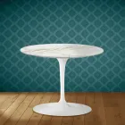 Mesa de centro Tulip de Eero Saarinen, 104 cm de altura, cerámica pulida, fabricada en Italia - Escarlata Viadurini
