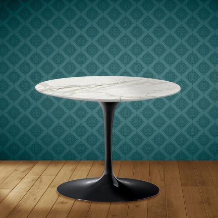 Mesa de centro Tulip de Eero Saarinen, 104 cm de altura, cerámica pulida, fabricada en Italia - Escarlata Viadurini