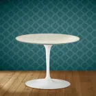 Mesa de centro Tulip de Eero Saarinen, 104 cm de altura, cerámica Marmorio, fabricada en Italia - Escarlata Viadurini