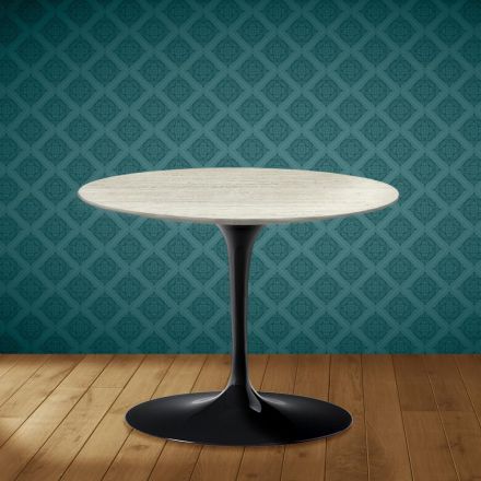 Mesa de centro Tulip de Eero Saarinen, 104 cm de altura, cerámica Marmorio, fabricada en Italia - Escarlata Viadurini