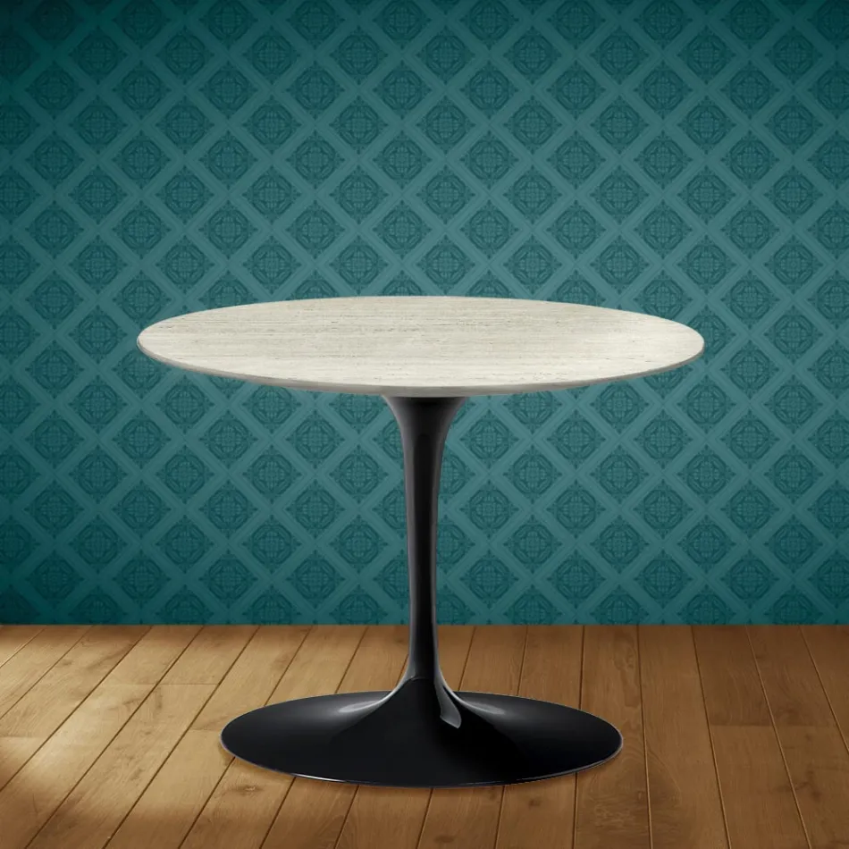 Mesa de centro Tulip de Eero Saarinen, 104 cm de altura, cerámica Marmorio, fabricada en Italia - Escarlata Viadurini