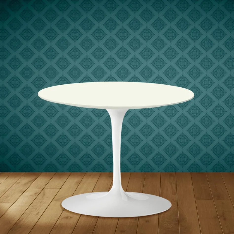 Mesa de centro Tulip de Eero Saarinen, 104 cm de altura, cerámica Moonè, fabricada en Italia - Escarlata Viadurini