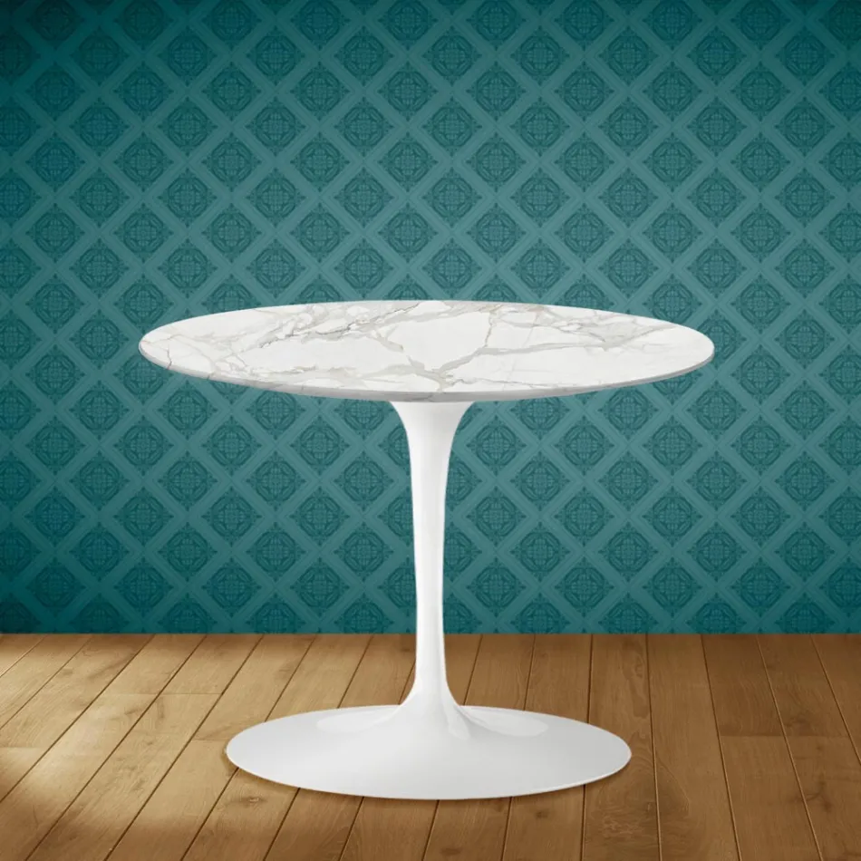 Mesa de Centro Tulip Eero Saarinen H 41 en Cerámica Morpheus Made in Italy - Escarlata Viadurini