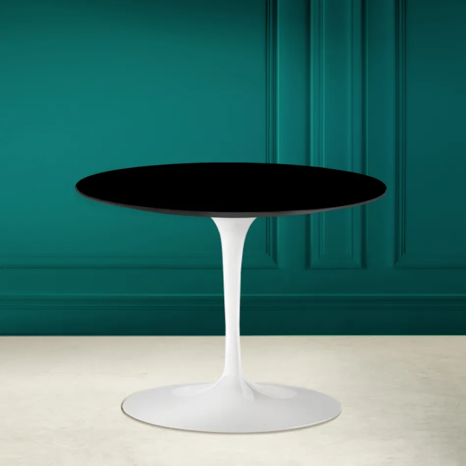 Mesa de Centro Tulip Eero Saarinen H 41 en Cerámica Absolute Black Made in Italy - Escarlata Viadurini