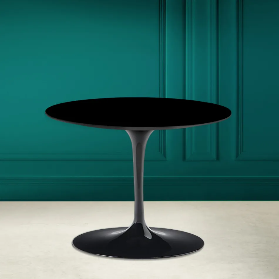 Mesa de Centro Tulip Eero Saarinen H 41 en Cerámica Absolute Black Made in Italy - Escarlata Viadurini