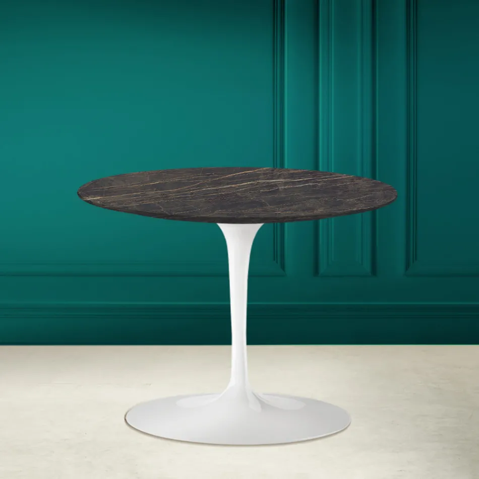 Mesa de centro Tulip Eero Saarinen H 41 en Noir Desire Made in Italy Cerámica - Escarlata Viadurini