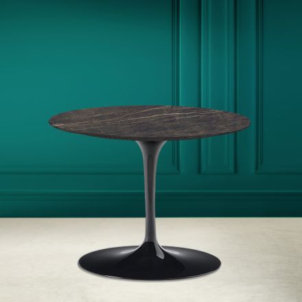 Mesa de centro Tulip Eero Saarinen H 41 en Noir Desire Made in Italy Cerámica - Escarlata Viadurini