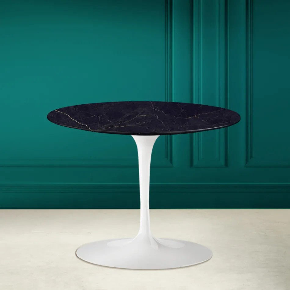 Mesa de Centro Tulip Eero Saarinen H 41 en Cerámica Noir Laurent Made in Italy - Escarlata Viadurini
