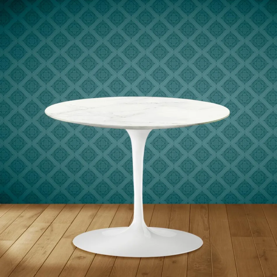 Mesa de Centro Tulip Eero Saarinen H 41 en Cerámica Rem Made in Italy - Escarlata Viadurini
