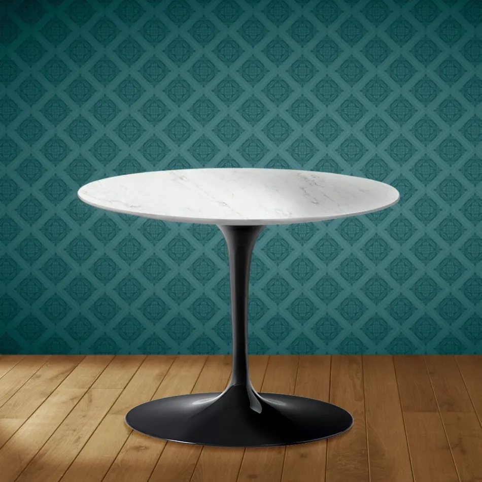 Mesa de centro Tulip de Eero Saarinen, 104 cm de altura, cerámica Salina, fabricada en Italia - Escarlata Viadurini