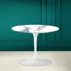 Mesa de centro Tulip Eero Saarinen H 41 en Statuario Altissimo Made in Italy - Escarlata Viadurini