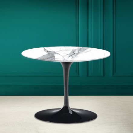 Mesa de centro Tulip Eero Saarinen H 41 en Statuario Altissimo Made in Italy - Escarlata Viadurini