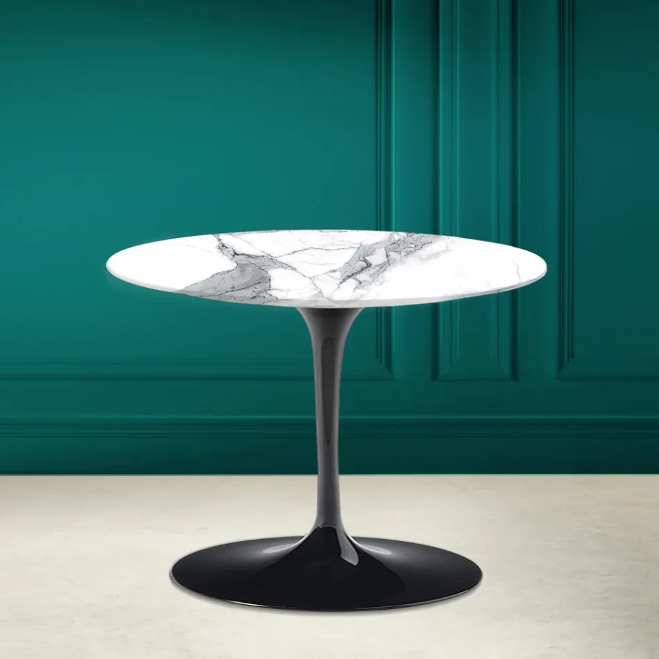 Mesa de centro Tulip Eero Saarinen H 41 en Statuario Altissimo Made in Italy - Escarlata Viadurini
