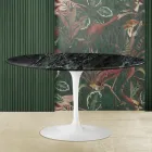 Eero Saarinen H 41 Mesa de Centro Tulipán Ovalada con Tapa de Mármol Verde Alpi Made in Italy - Escarlata Viadurini