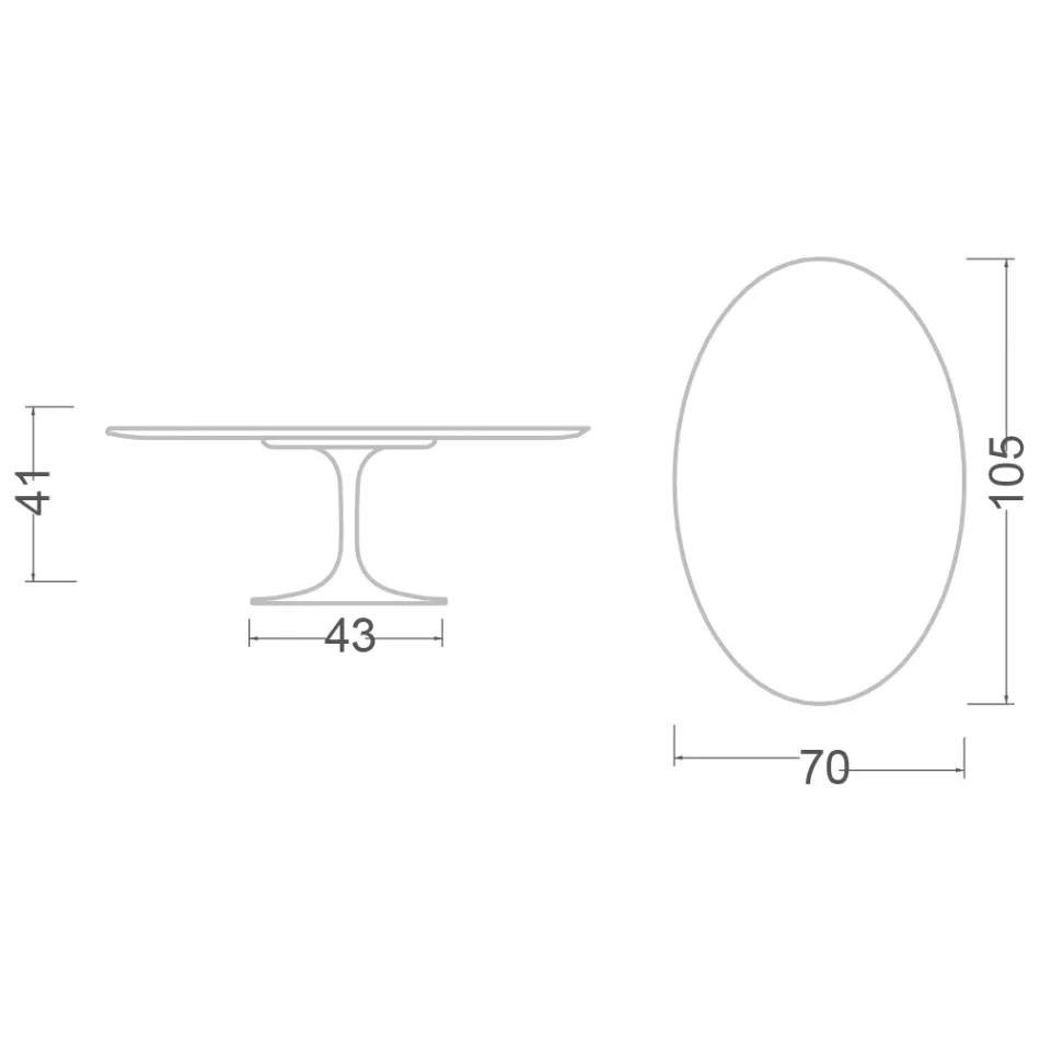 Eero Saarinen H 41 Mesa de Centro Tulipán Ovalada con Tapa de Mármol Verde Alpi Made in Italy - Escarlata Viadurini
