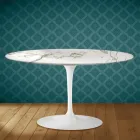 Mesa de centro ovalada Tulip H 41 de Eero Saarinen en cerámica Aura 22, fabricada en Italia - Scarlet Viadurini