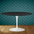 Mesa de centro Tulip de Eero Saarinen, ovalada, de 41 cm de altura, en cerámica Domoos, fabricada en Italia - Escarlata Viadurini