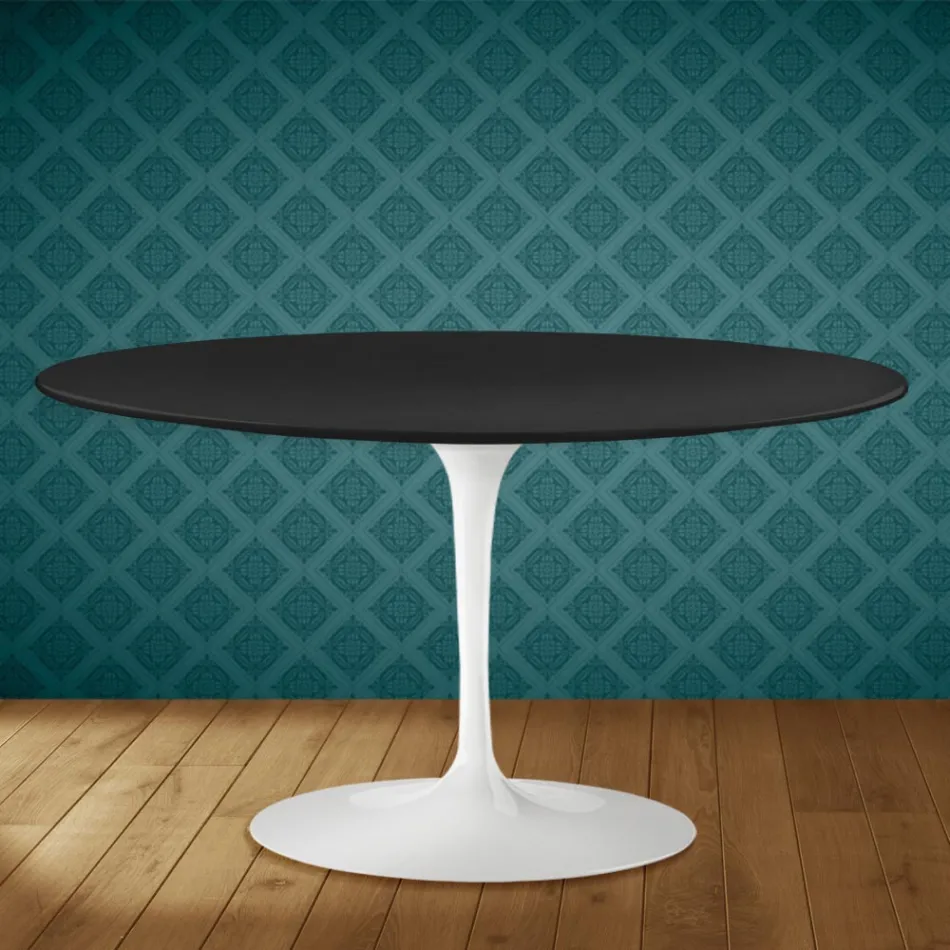 Mesa de centro Tulip de Eero Saarinen, ovalada, de 41 cm de altura, en cerámica Domoos, fabricada en Italia - Escarlata Viadurini