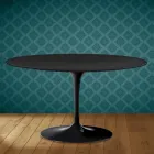Mesa de centro Tulip de Eero Saarinen, ovalada, de 41 cm de altura, en cerámica Domoos, fabricada en Italia - Escarlata Viadurini