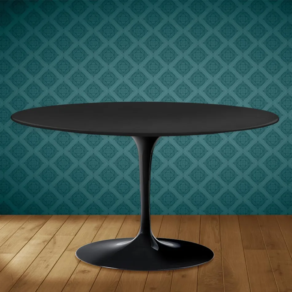 Mesa de centro Tulip de Eero Saarinen, ovalada, de 41 cm de altura, en cerámica Domoos, fabricada en Italia - Escarlata Viadurini