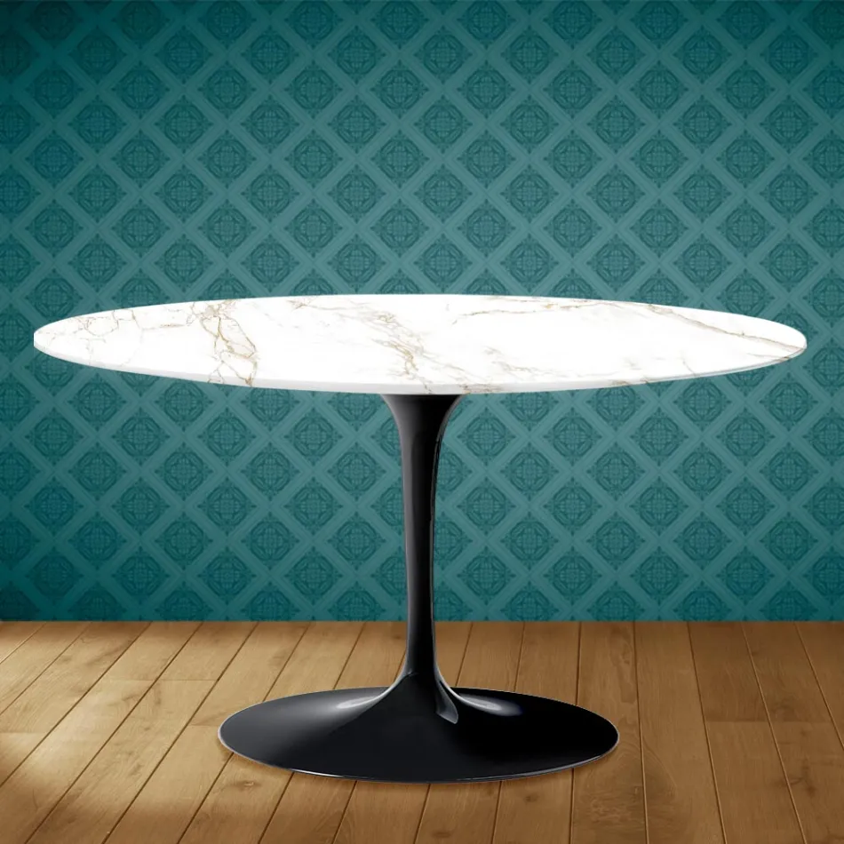 Mesa de Centro Tulip Eero Saarinen H 41 Ovalada en Cerámica Entzo Made in Italy - Escarlata Viadurini