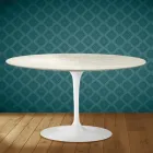 Mesa de centro Tulip de Eero Saarinen, ovalada, de 41 cm de altura, en cerámica Marmorio, fabricada en Italia - Escarlata Viadurini