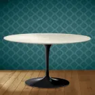 Mesa de centro Tulip de Eero Saarinen, ovalada, de 41 cm de altura, en cerámica Marmorio, fabricada en Italia - Escarlata Viadurini
