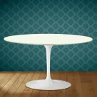 Mesa de centro ovalada Tulip H 41 de Eero Saarinen en cerámica Moonè, fabricada en Italia - Scarlet Viadurini