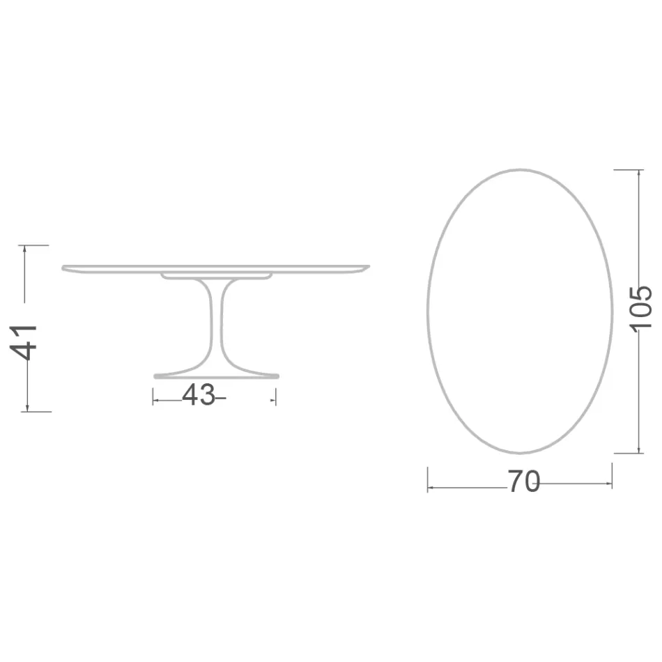 Mesa de centro ovalada Tulip H 41 de Eero Saarinen en cerámica Moonè, fabricada en Italia - Scarlet Viadurini