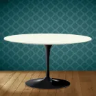 Mesa de centro Tulip de Eero Saarinen, ovalada, de 41 cm de altura, en cerámica Moonè, fabricada en Italia - Escarlata Viadurini