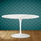 Mesa de Centro Tulip Eero Saarinen H 41 Ovalada en Cerámica Morpheus Made in Italy - Escarlata Viadurini