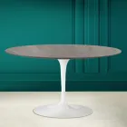 Eero Saarinen H 41 Mesa de Centro Tulipán Ovalada en Cerámica Piedra Gris Made in Italy - Escarlata Viadurini