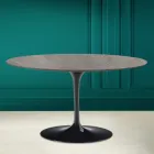 Eero Saarinen H 41 Mesa de Centro Tulipán Ovalada en Cerámica Piedra Gris Made in Italy - Escarlata Viadurini