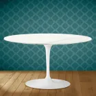 Mesa de Centro Tulip Eero Saarinen H 41 Ovalada en Cerámica Rem Made in Italy - Escarlata Viadurini