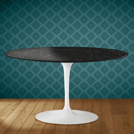 Mesa de centro ovalada Tulip H 41 de Eero Saarinen en cerámica Somnia, fabricada en Italia - Scarlet Viadurini