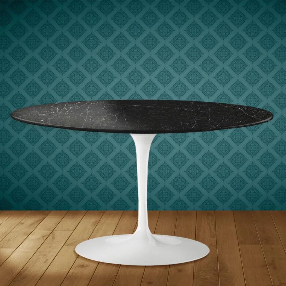 Mesa de centro ovalada Tulip H 41 de Eero Saarinen en cerámica Somnia, fabricada en Italia - Scarlet Viadurini